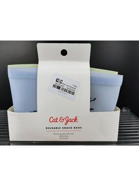 Cat & Jack 2pc Reusable Snack Bags Silicone BPA Free Durable